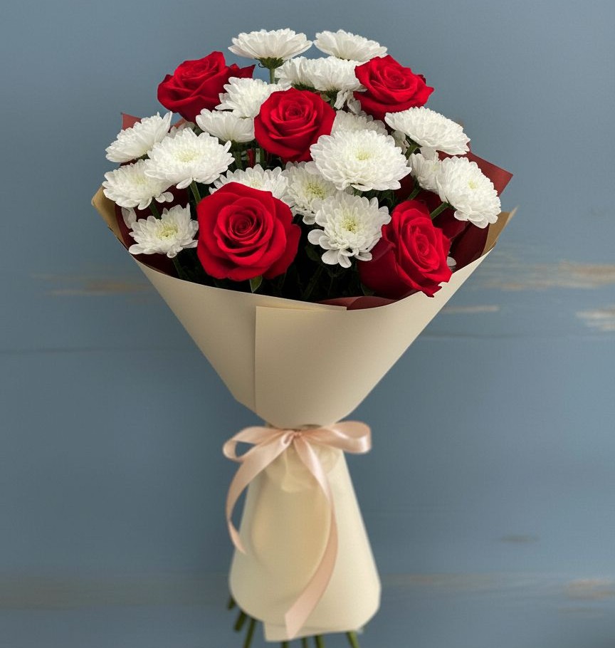 Букет цветов из: Розы и Хризантемы в Урус-Мартане