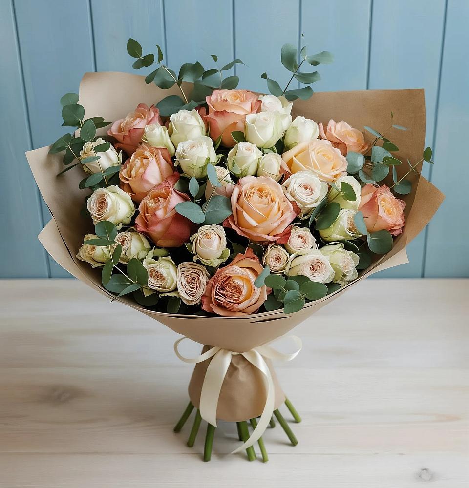 Букет цветов из: Альстромерии и Розы в Урус-Мартане