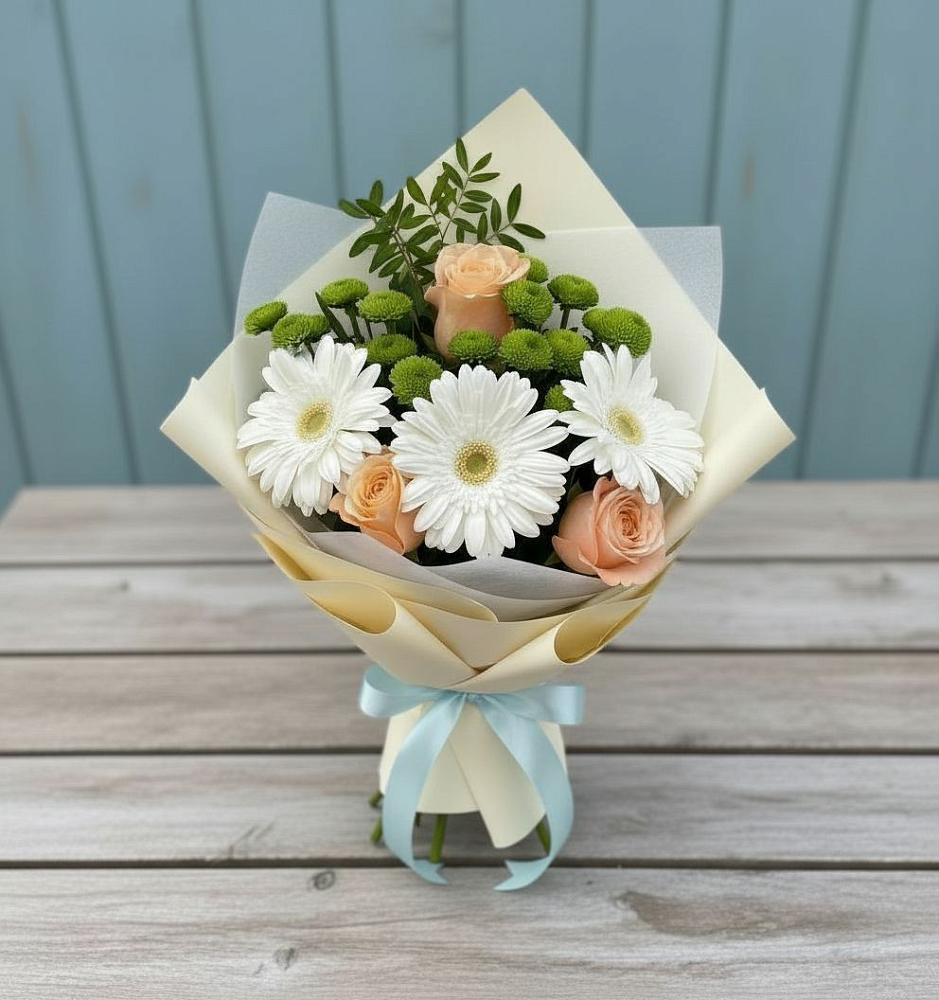 Букет цветов из: Герберы, Розы и Хризантемы в Урус-Мартане