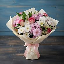 Букет цветов из:  Хризантемы, Альстромерии и Розы в Урус-Мартане