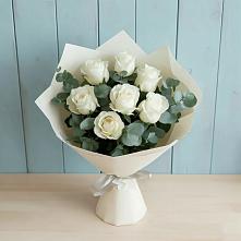 Букет Белые розы в Эвкалипте #REPLACE_PRED# Урус-Мартане
